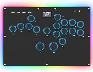 Arcade Fight Stick GK-18, All-Button Gamerfinger mit Custom RGB & Turbo Functions,Arcade Controller Street Fight für PC/PS4/PS3/Switch/Steam Game Keyboard-Supports Hot Swap & SOCD
