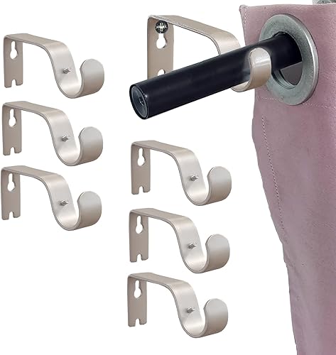 Miniatura 8 de Kowibcl Soporte para barra de cortina, 3 soportes para barra de cortina de 1 pulgada, ganchos para barra de cortina para pared, soportes de barra de