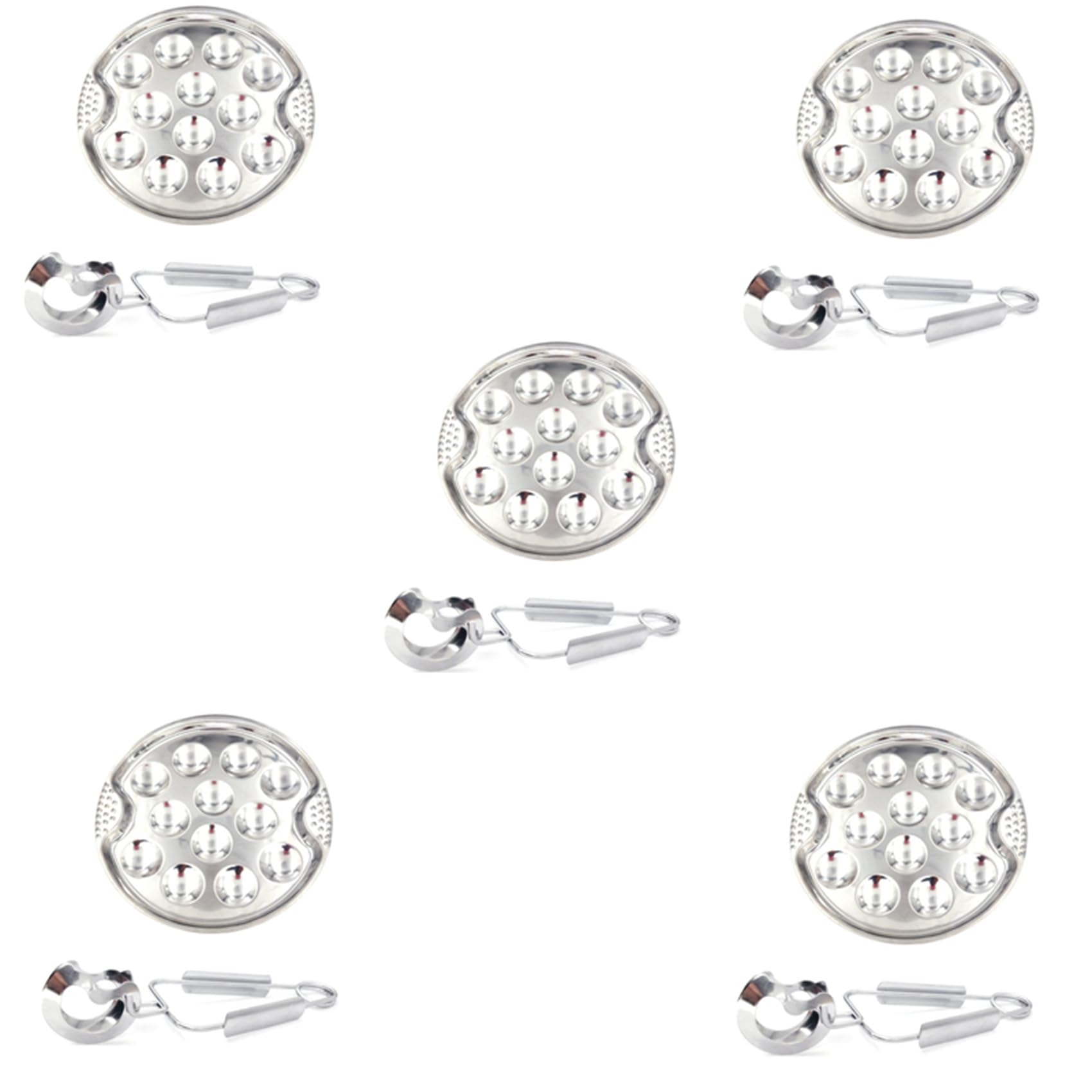 Hndhbfgrt 5 Set of Stainless Steel Snail Mushroom Escargot Plate with 12 Compartments Grilled Snail Tool 12 Grilled Conch Tray