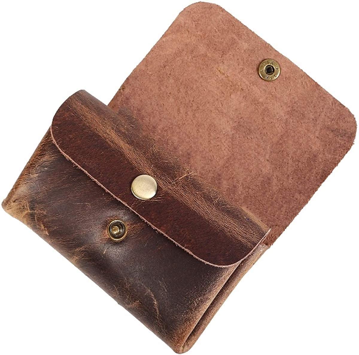 Leather Double Pouch Card Wallet Holder Case Cash Organizer Accessories, Handmade Brown Color (4.75x3 Inches)-image-14