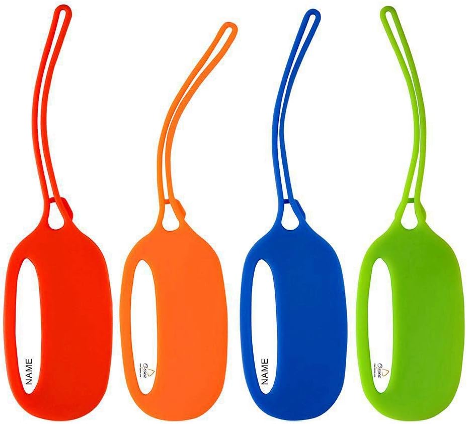 Luggage Tags 4 Pack Kids Camp Bookbag Cute Backpack Child Sports/School/Lunch Box/Diaper/Small Suitcase/Travel Baggage/Pet Carriers Identifiers with Name/ID/Address