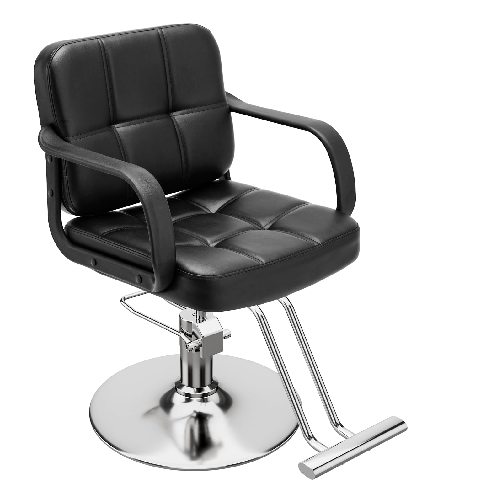 L'aimefois Barber Chair for Hair Stylist- 360° Swivel, Adjustable Height, Capacity 350 LBS with Heavy Duty Hydraulic Pump, Comfortable Salon Chair for for Hair Stylists, Home Use,Black