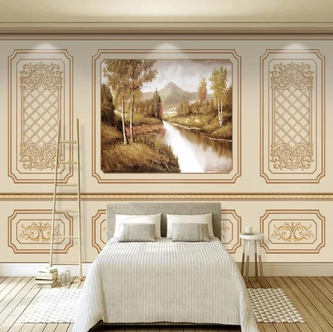 Décoration murale rétro effet 3D avec cadre géométrique pour intérieur chic