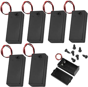 9V Battery Holder with ON/Off Switch, 9 Volt Battery Case with Cover Lead Wires for DIY Electronics, Toys, and Arduino Projects - 7 Pack