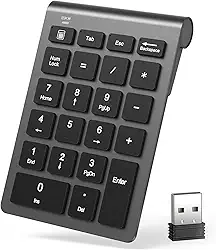 LIANGSTAR Teclado numérico sem fio, 22 teclas, extensões de teclado portátil com receptor USB de 2,4 GHz para entrada de dados de contabilidade financeira de 10 teclas, Surface Pro, laptop, desktop,