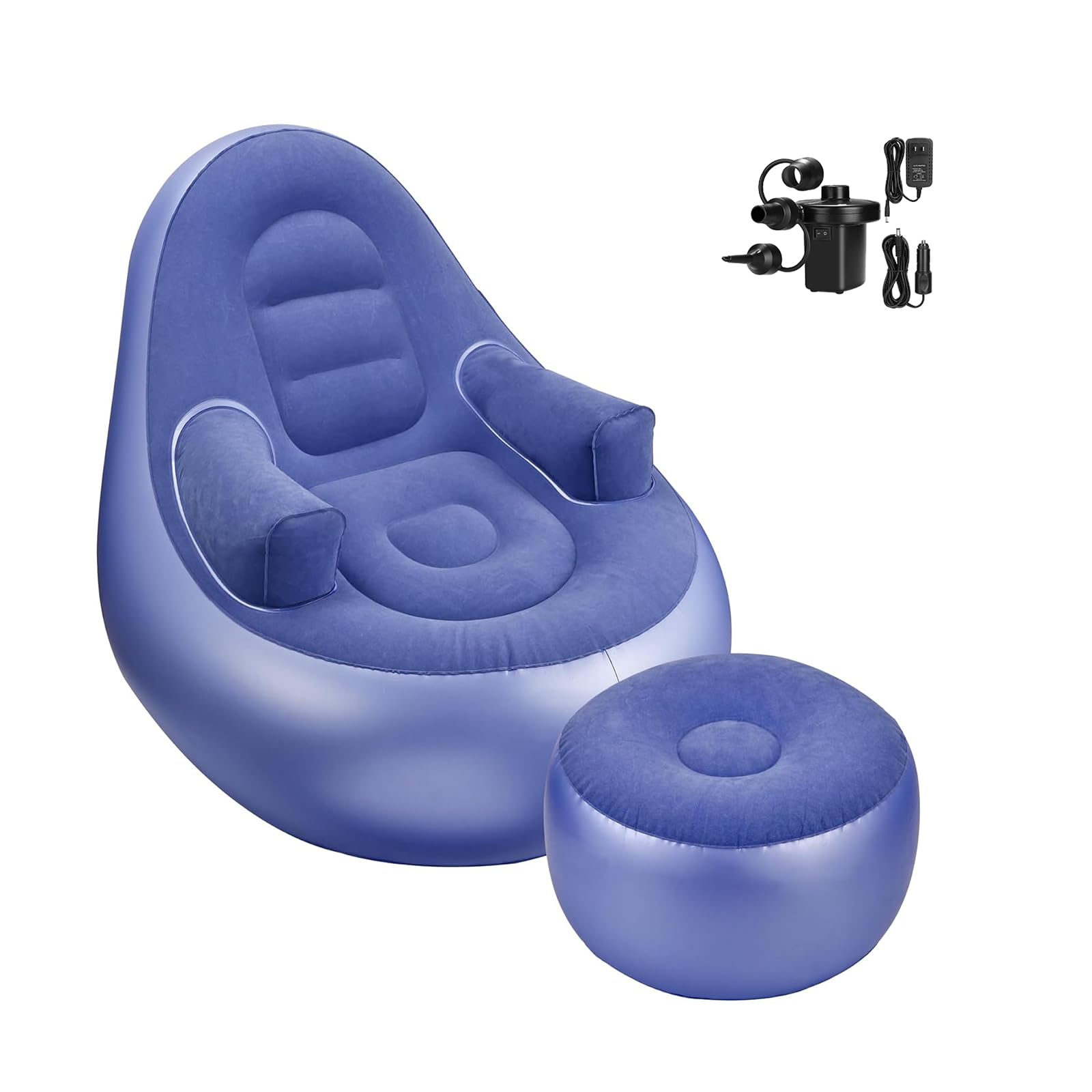 Inflatable Couch with Armrest，Blow Up Lounger Chair with Pump,Folding Air Chair for Adults,Inflatable Lazy Sofa Perfect for Rooms, Camping or Home (Purple)