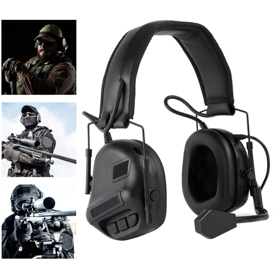 Orejeras electrónicas Reducción de ruido Protectores auditivos Protección auditiva Auriculares antirruido con micrófono para mujeres y hombres Negro y 1