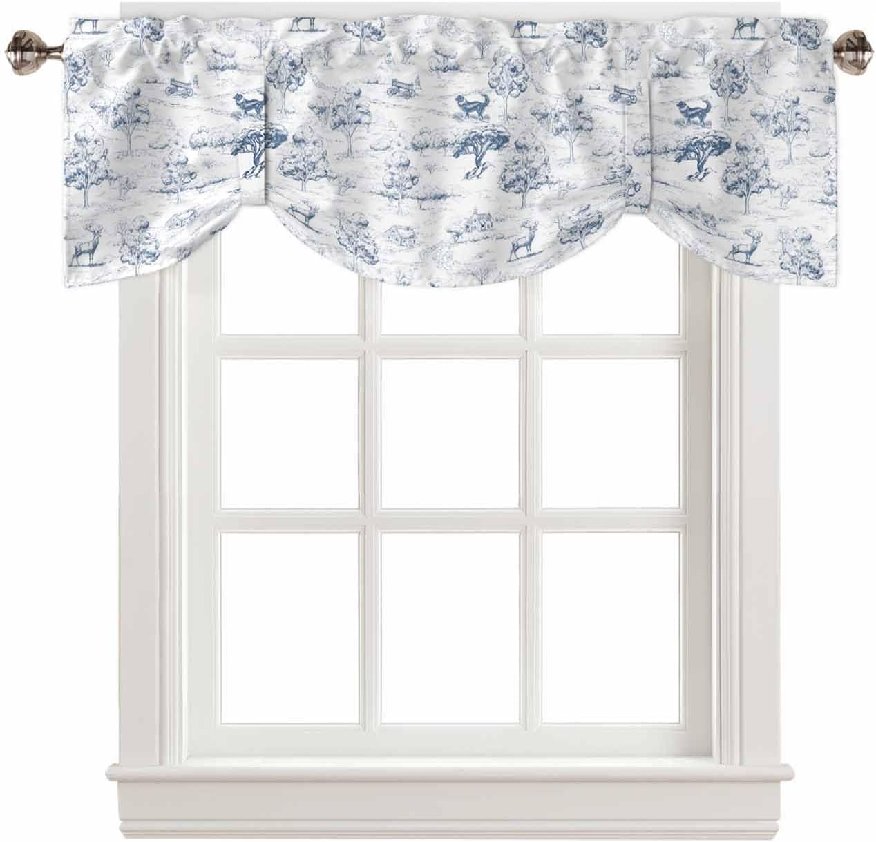 Tie Up Valances for Kitchen Windows, Country Style Vintage