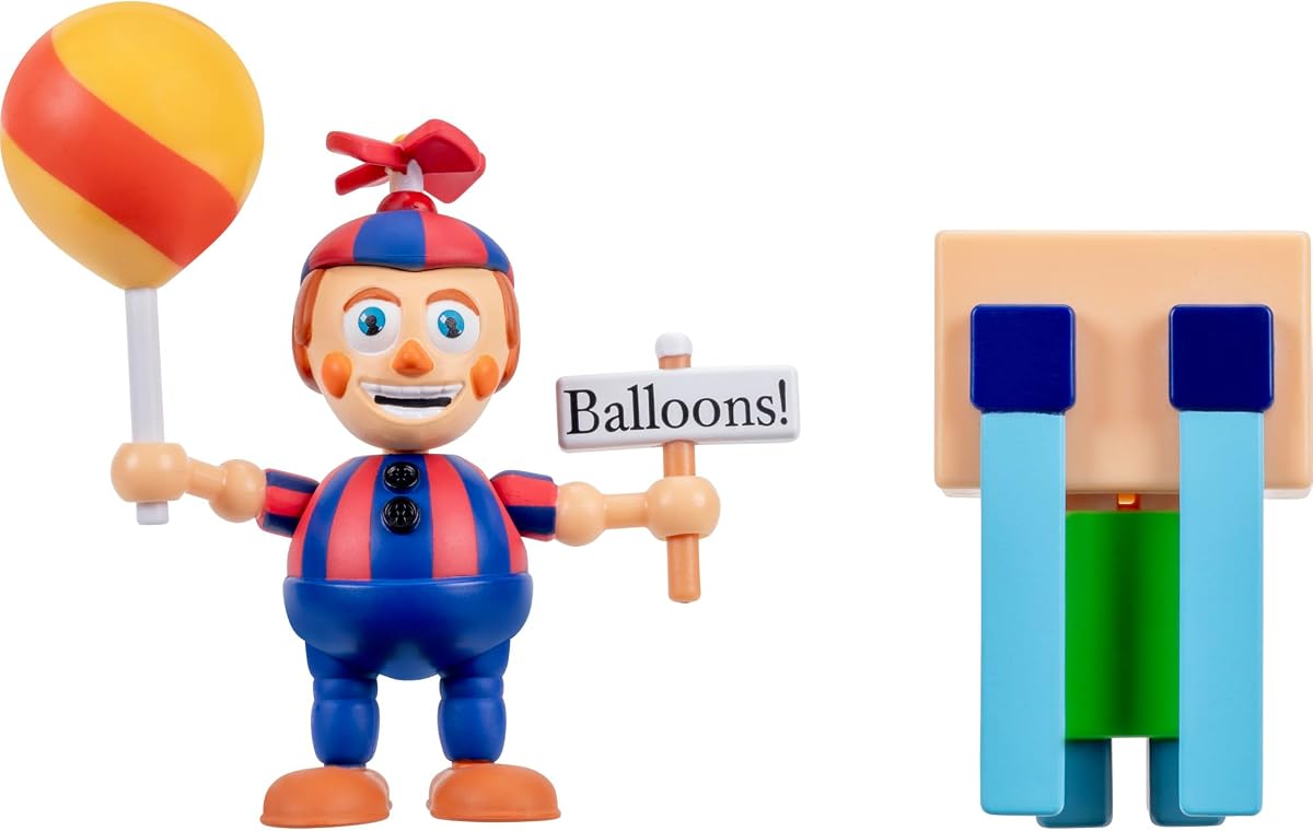 Jazwares Five Nights at Freddy’s Balloon Boy - 2.5-Inch Articulated Figure and Glow-in-The-Dark Eyes Plus 2-Inch Crying Child Figure