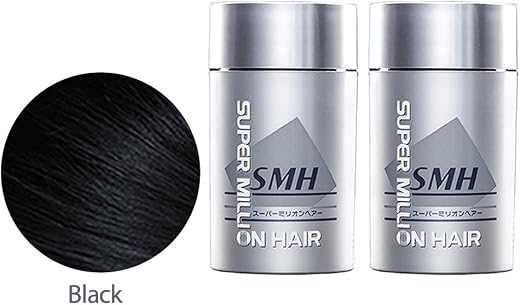 Super Million Hair 2 x 10g Hair Building Fibres - No.1 Black, Black, 20 g
