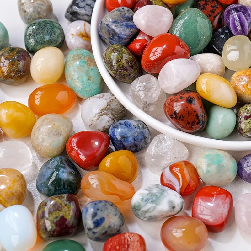 500g Natural Crystal Stone Polishing Rolling Stone 1.5-2cm Blue Natural Raw Stone Aromatherapy Stone Expansion Stone Fish Tank Decoration Rolling Stone B