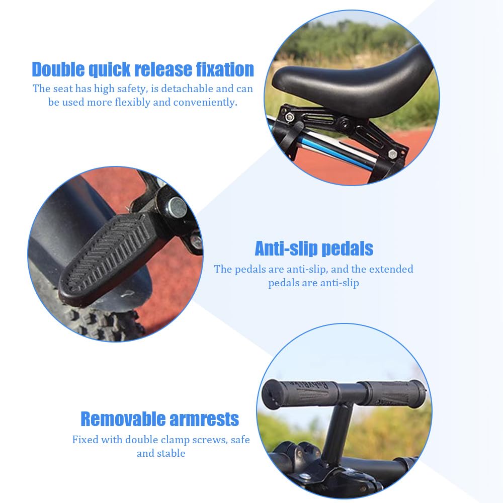 Foreverup seggiolino Anteriore per Bicicletta，Seggiolino per Mountain Bike，Seggiolino Bici Anteriore per Bambini，Seggiolino per Bambini da 1 a 6anni, Adatto per Mountain Bike, Biciclette
