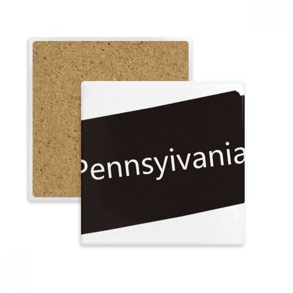Coaster carré en pierre absorbante silhouette Pennsylvanie au design multicolore élégant