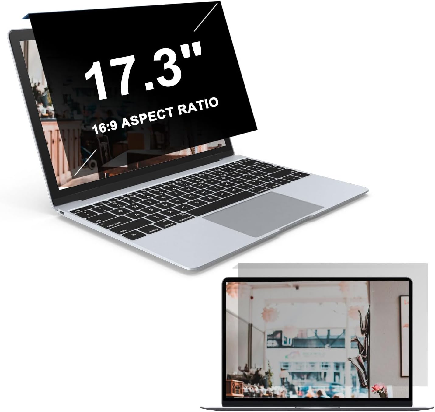 2 Pack Hanging Laptop Privacy Screen 17.3 inch, Anti Glare Blue Light Filter Privacy Shield, Removable Laptop Screen Shield Protector Panel with 16:9 Widescreen Monitor