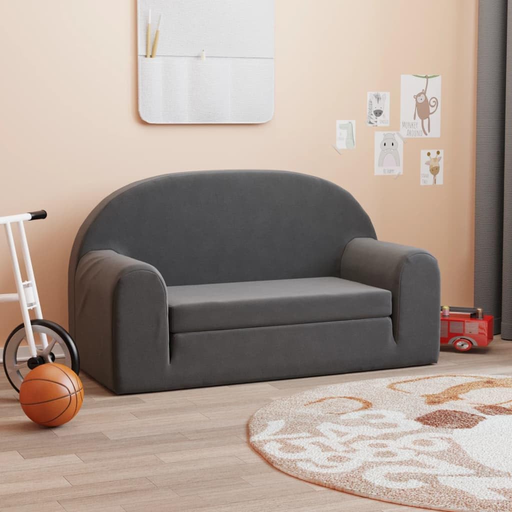 Sofá Cama de 2 plazas Felpa Suave Gris Antracita, Sofas De Salon, Sofa Relax - 357024