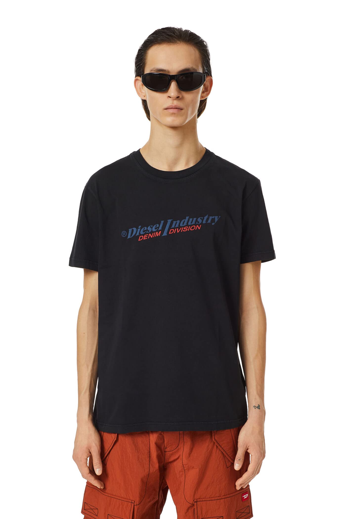 DieselIndustry Denim Division Maglietta Logo Adulto Unisex (L) (Nero)