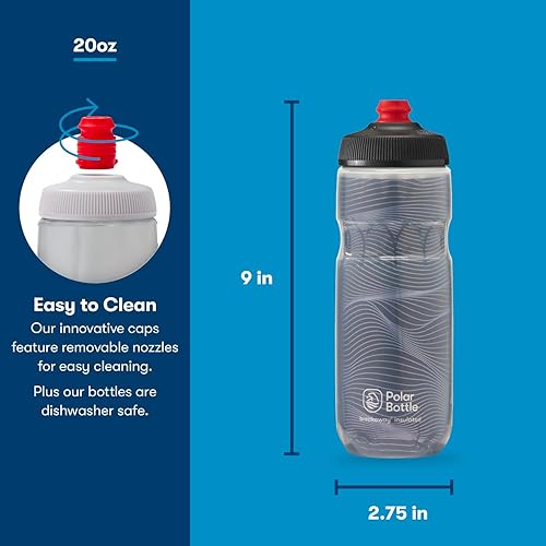 Miniatura 10 de Polar Bottle Breakaway - Botella de agua aislada, sin BPA, botella para ciclismo y deportes (punto de jersey, resaltador, 20 onzas)