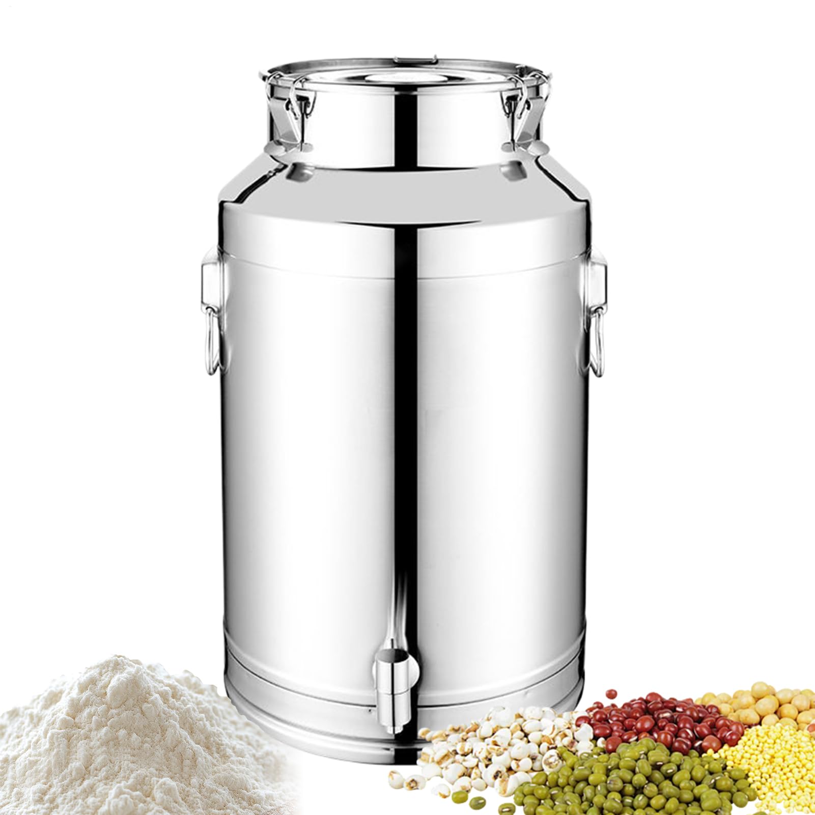 Contenitore in Acciaio Barattolo portacereali | Secchio per Olio e Latte Per fornai bevitori proprietari di casa affittuari dispensa cucina mensole camper appartamento