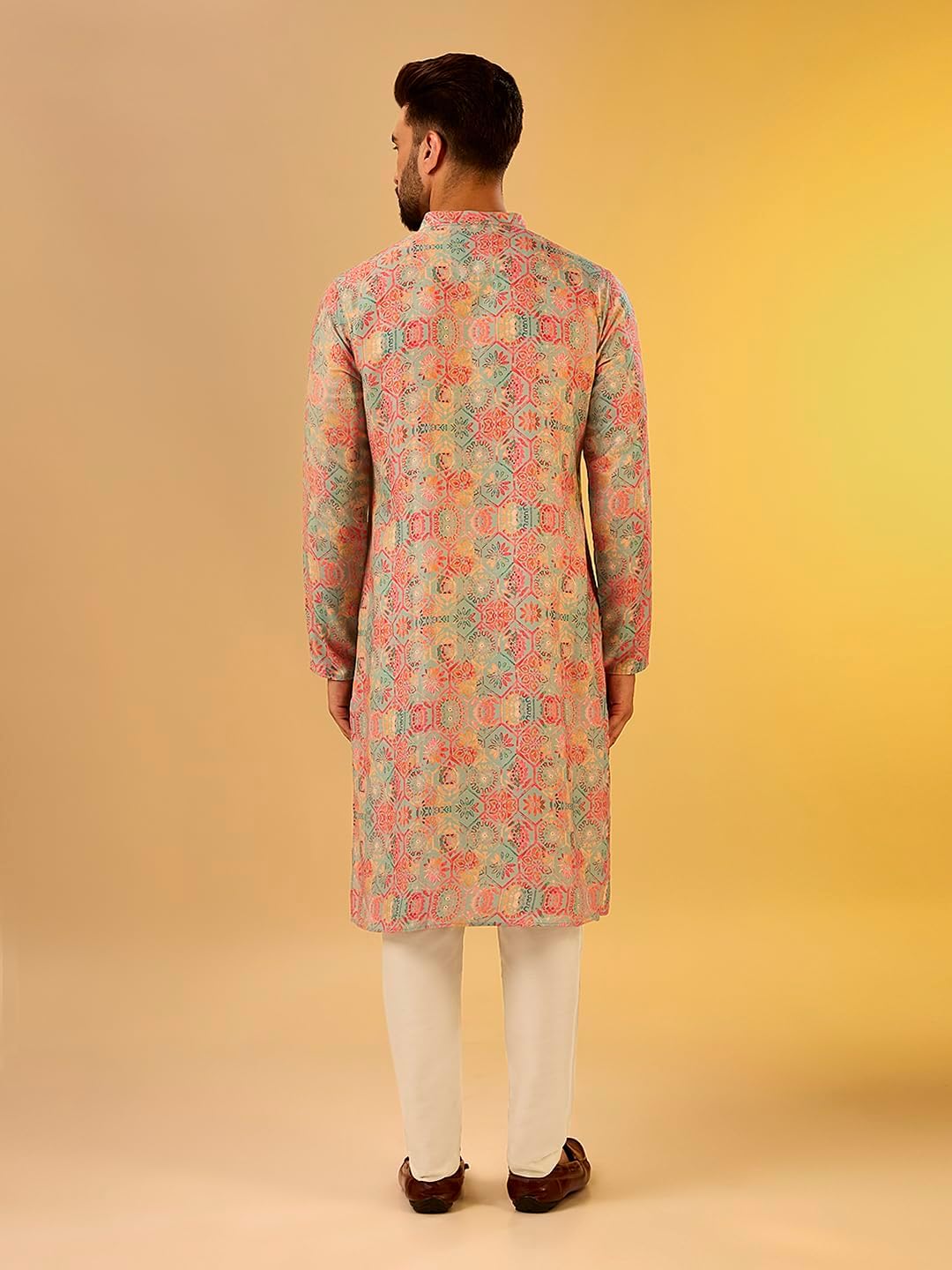 KISAH Mens Kurta - Printed Cotton Blend Tunic - Indian Wedding Outfit for Men - Festive Wear for Diwali, Eid & Celebrations - Image 4