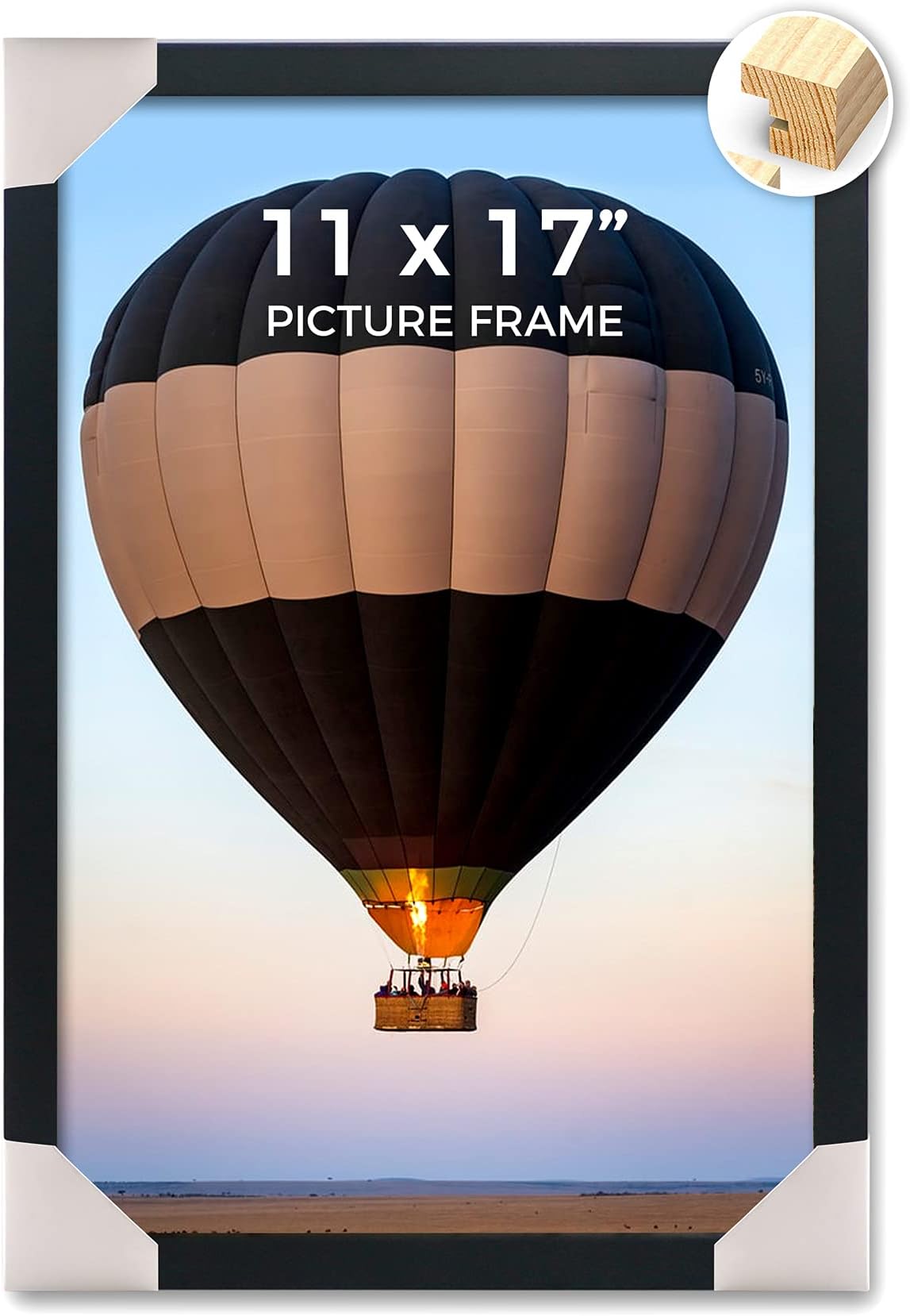 Wood 11x17 Black Picture Frame 2 Pack - Gallery Wall Frame Set - Suitable for Horizontal and Vertical Hanging 11 x 17 Poster Photo
