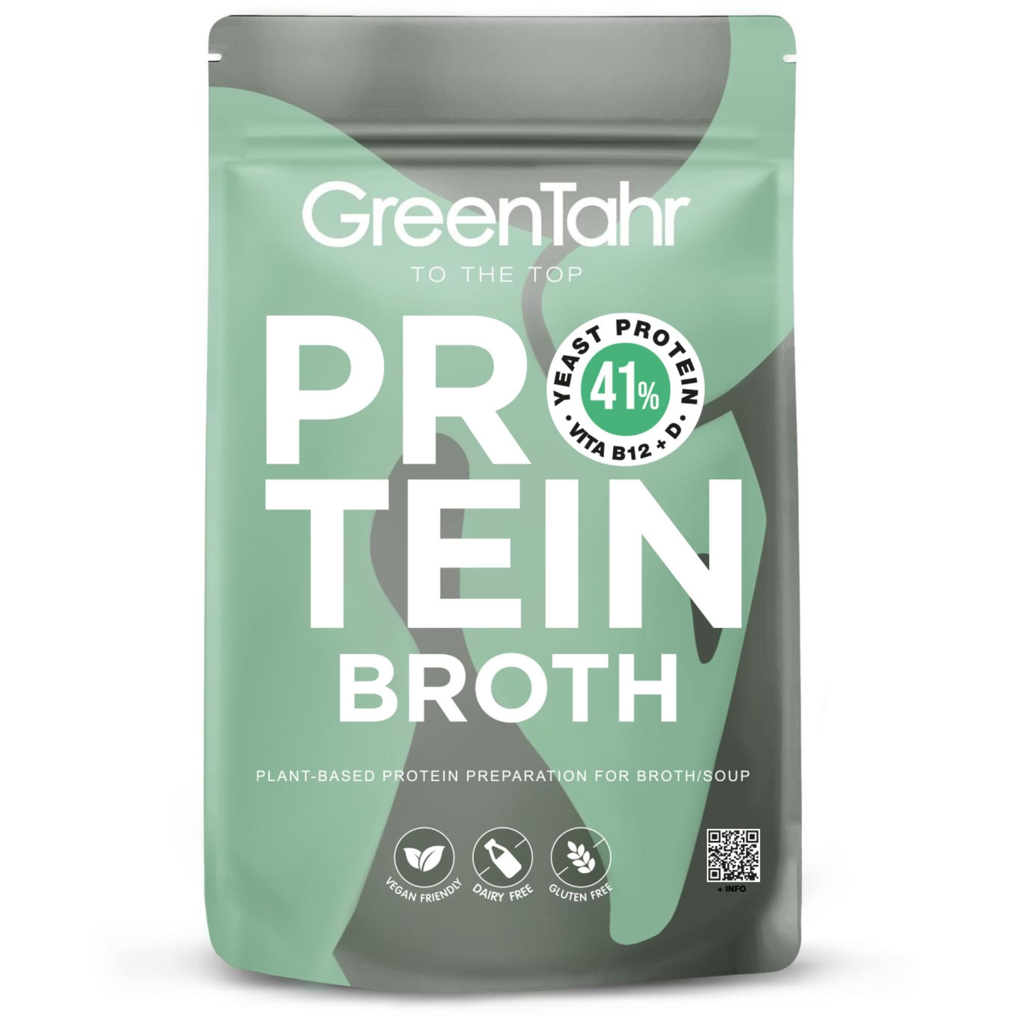 Green Tahr Brodo Vegetale Proteico Naturale in Polvere - Protein Broth 750g. Brodo Granulare Ricco di Proteine 41% e fibre 13%. Vegano, Senza Glutine né Zucchero Aggiunto