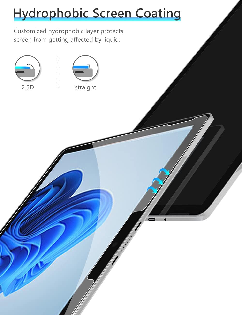OMOTON [2 Pack Screen Protector Compatible for Microsoft Surface Go 3 / Surface Go 2 / Surface Go (2021/2020/2018 Released), Tempered Glass High Definition