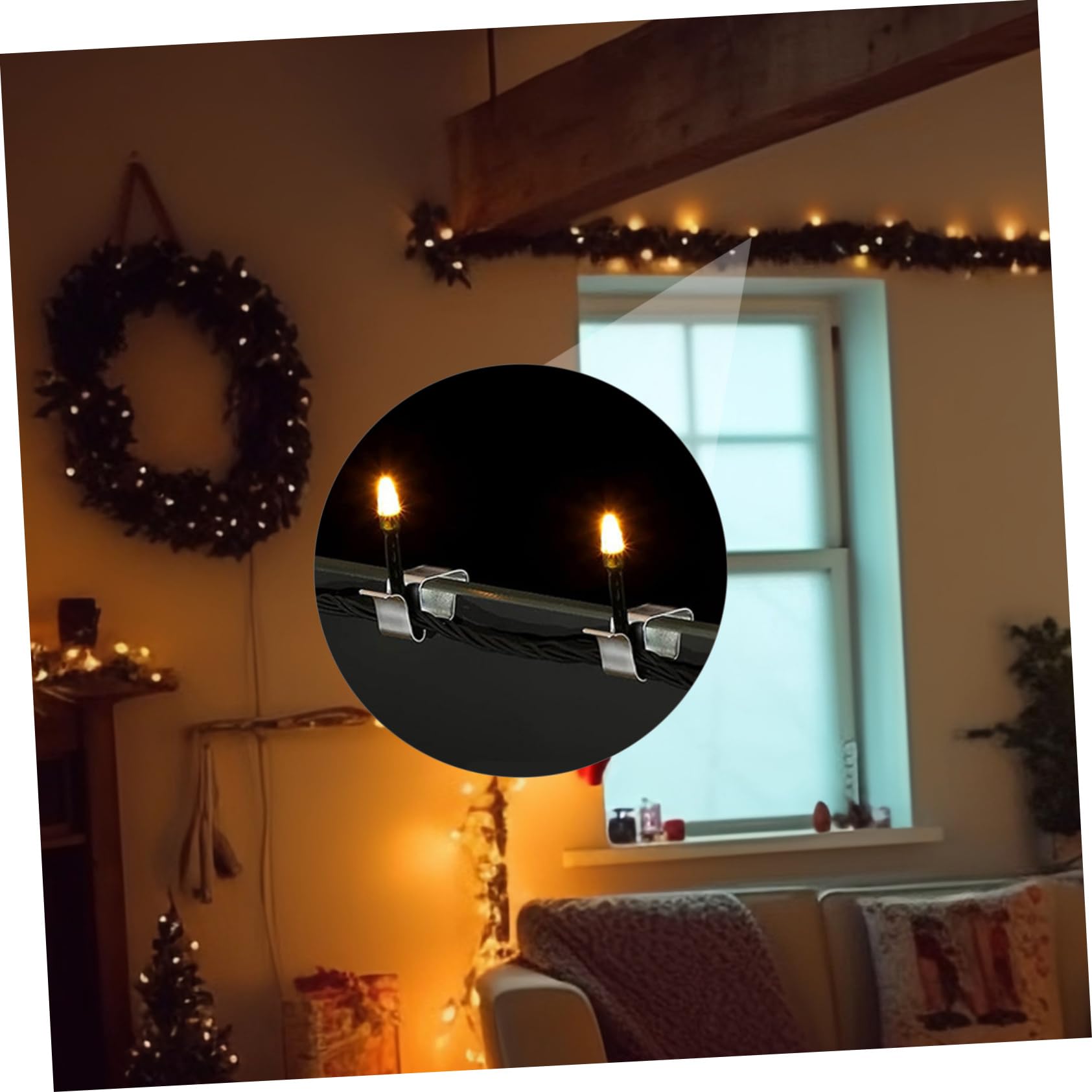 Artibetter 250piezas Clips Para Colgar Luces De Exterior Soportes De Metal Para Cadenas De Luces Navideñas Clips Para Decoración De Fiestas y Eventos