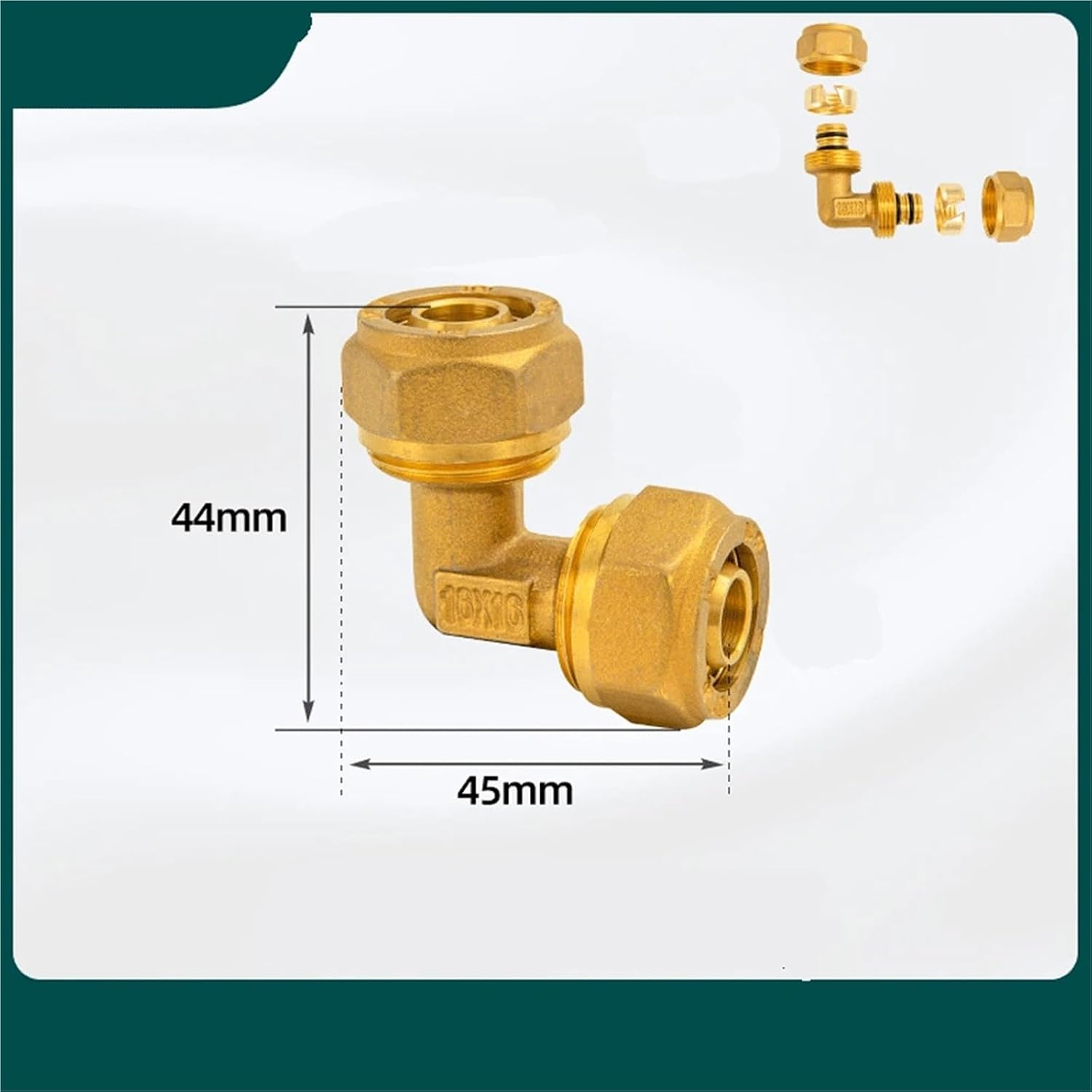 H58 Brass Nickel Compression Elbow Pex 1216/1418/1620/2025/2632 Pipe Fitting Aluminum Pipe Fittings for Floor Heating(Brass,2025x1620) Fitting