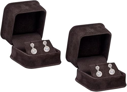 Miniatura 6 de Caja de aretes de terciopelo negro, paquete de 2, gamuza de lujo intensa, elegante estuche de aretes de diamante, con interior de terciopelo negro,