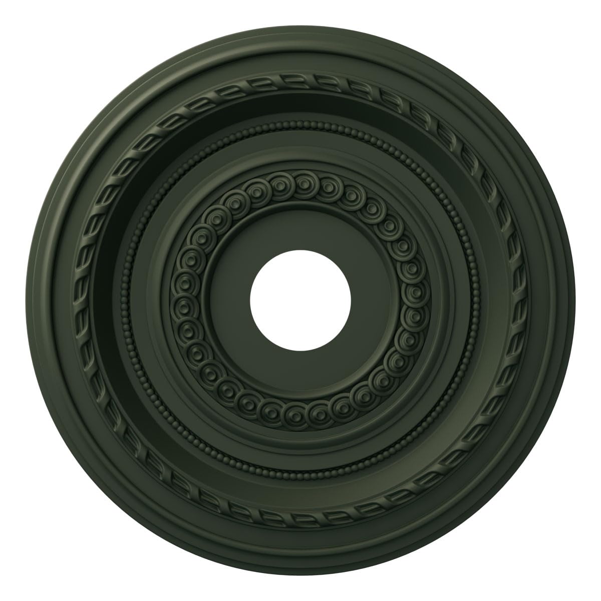 19"OD x 3 1/2"ID x 1"P Cole Thermoformed PVC Ceiling Medallion (Fits Canopies up to 5 1/8"), UltraCover Satin Hunt Club Green