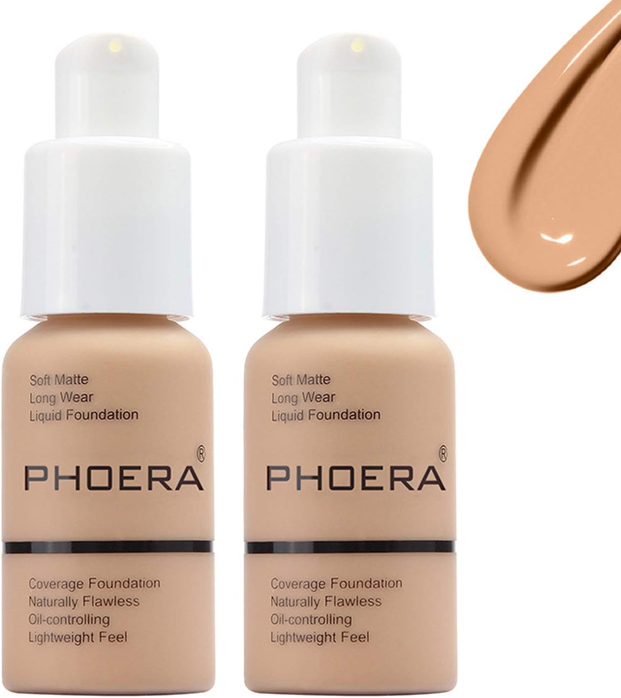 Foundation Matte Oil Control Concealer Foundation Cream,Long Lasting Waterproof Matte Liquid Foundation,#104 Buff Beige-30ml(2Pack).