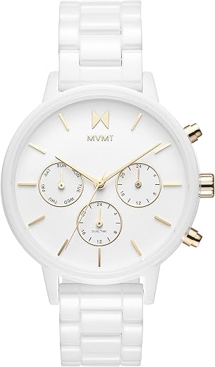 MVMT Nova Ceramic Qtz Multifunction White Dial Women's Watch|Ceramic Material|White Color Band - 28000120-D