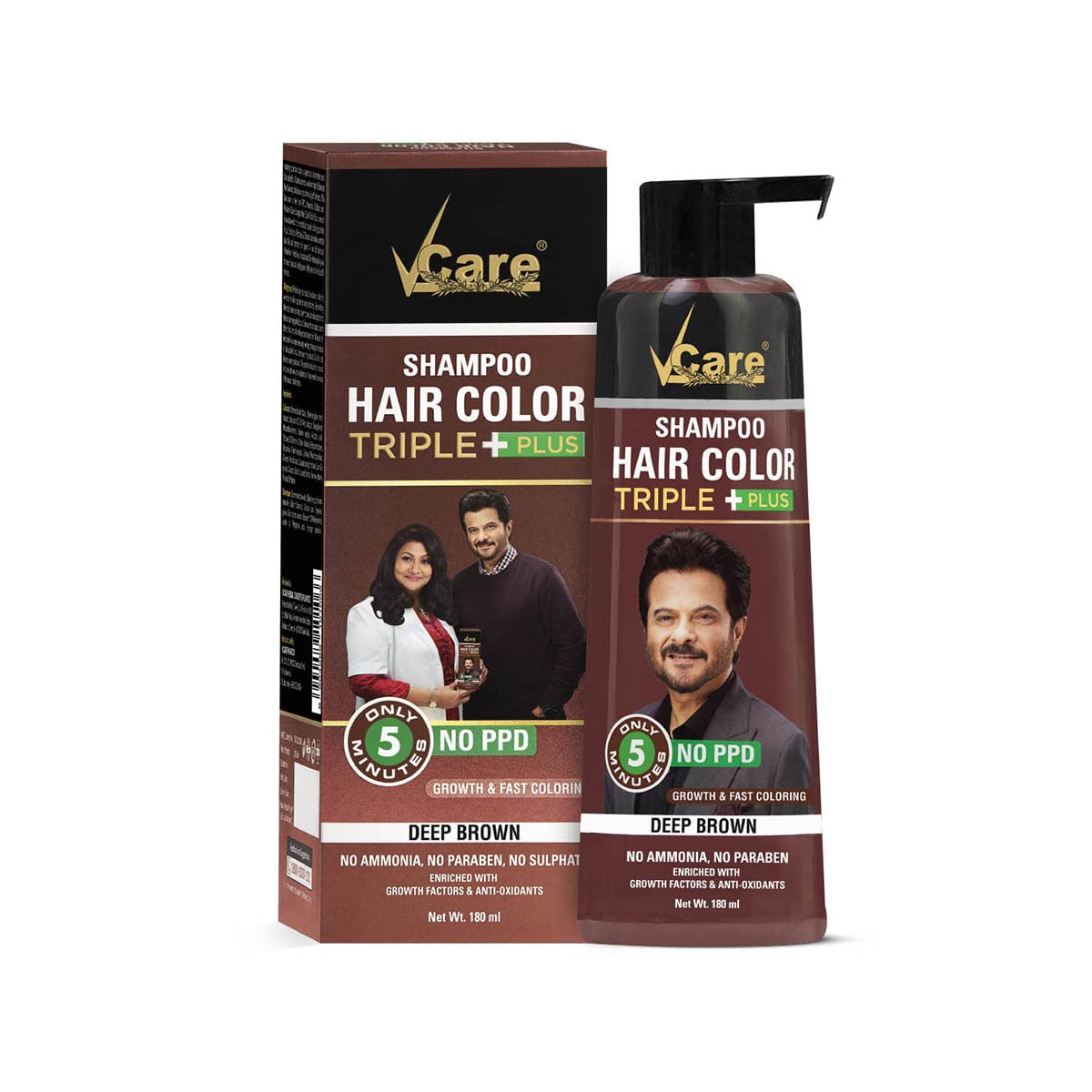 VCARE SHAMPOO HAIR COLOUR TRIPLE PLUS DEEP BROWN - 180ml/ 6.086 fl.oz
