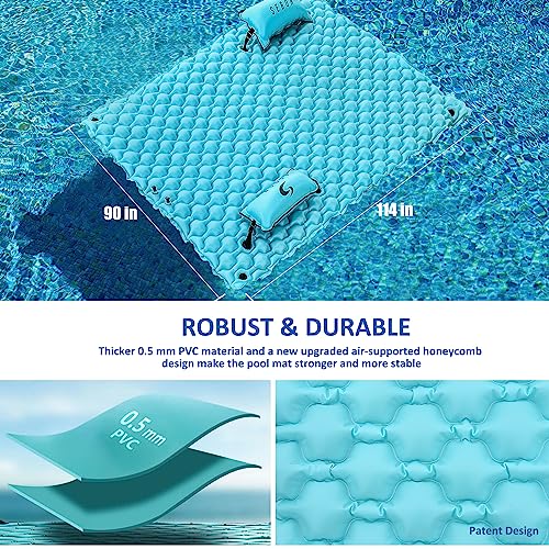 Sebor Lake Floats, 114"X 90" Giant Inflatable Floating Mat For Lake Pool Boating Beach, Floating Island,Swimming Pool Party, And Family Fun #TOP3
