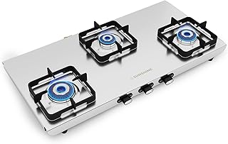 Sunshine Curvv 3 Burner | High Premium Stainless Steel Gas Stove | 2MM Stainless Steel | 5 Year Warranty On Body & Burner Price In India