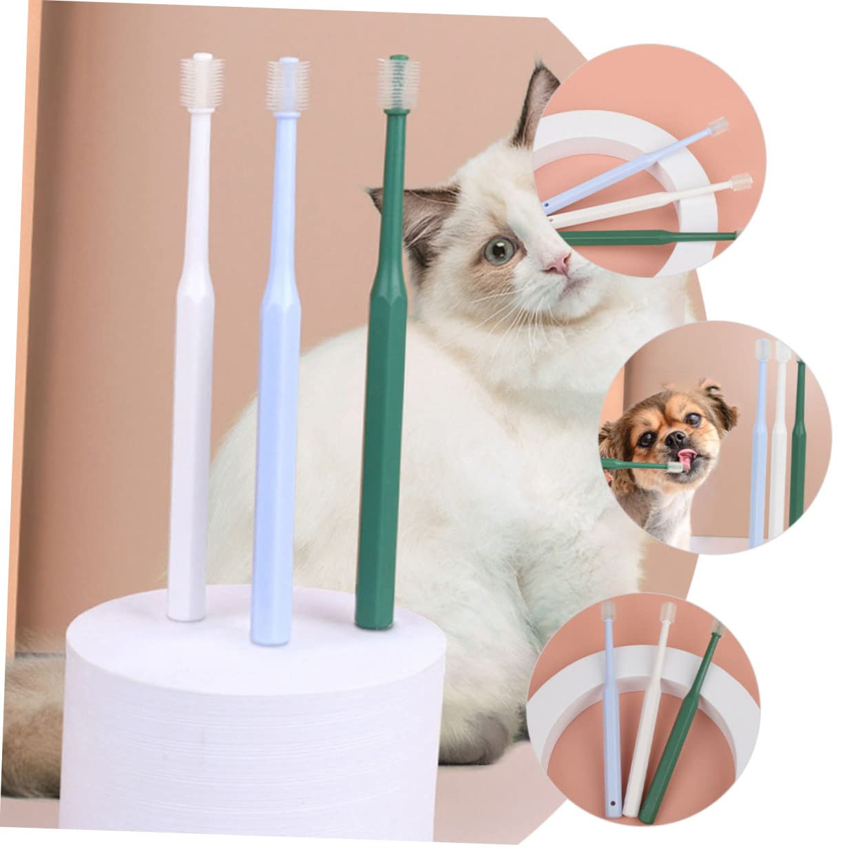 Beavorty 12pièces Brosse à Dents Manuelle Pour Animaux Avec Brosse Pratique Pour Et Chiens Nettoyage Bucal