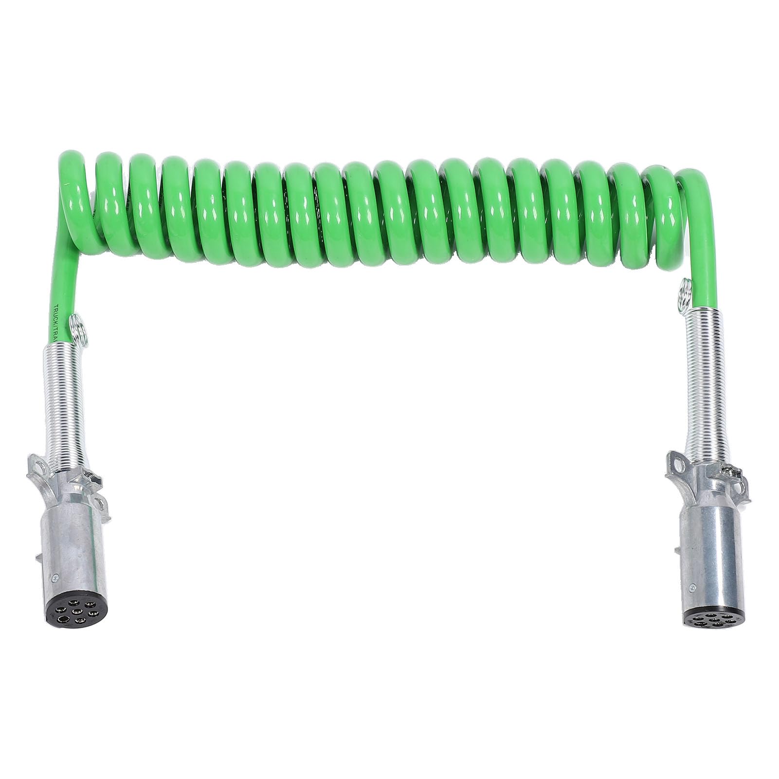 7 Way Trailer Cord, 7 Way Coiled Trailer Cord 15ft Enhanced Performance Electrical Power Coil Cable Wire for Semi Truck Tractor RV Campers Caravan