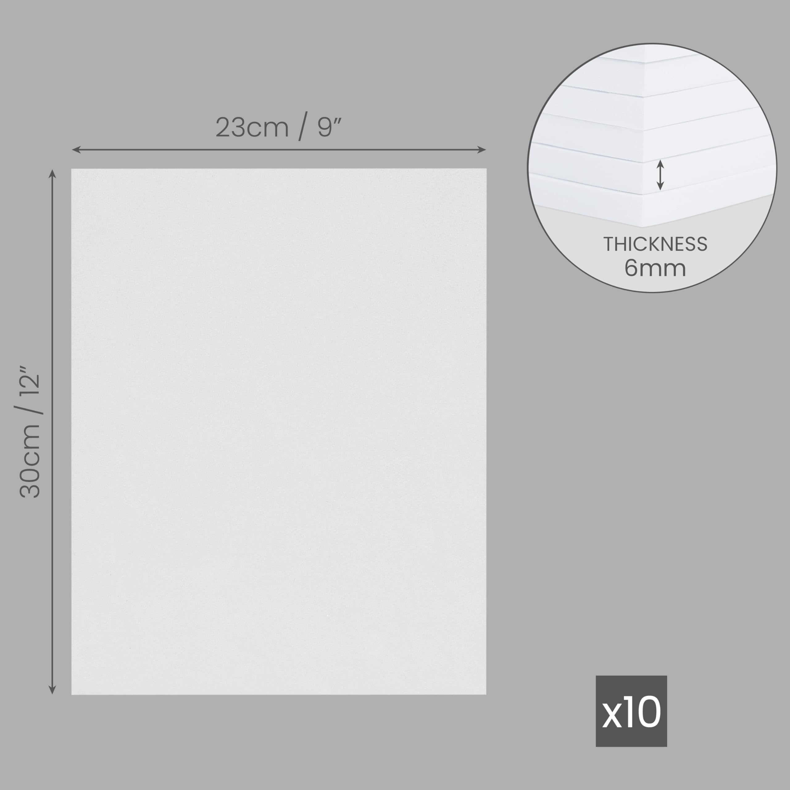 Belle Vous 10er Pack A4 Weißer EVA Schaumstoff Zuschnitt - L 30 x B 23 cm - 6 mm Dicke Schaumstoff Polster für Cosplay, Halloween, Papier Scrapbooking, DIY Kunst und Handwerk Projekte