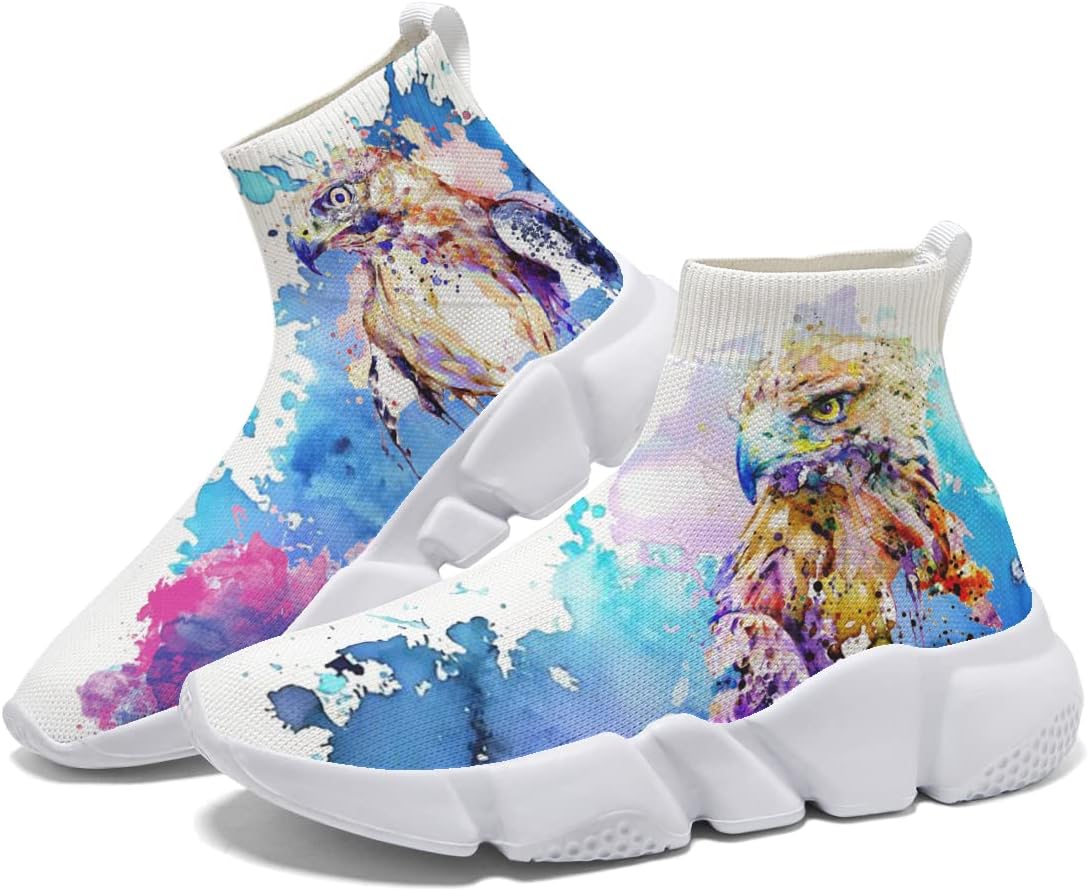 Hetios Women's Graffiti Shoes Fashion Watercolor Sneakers Comfortable Casual Socks Shoes