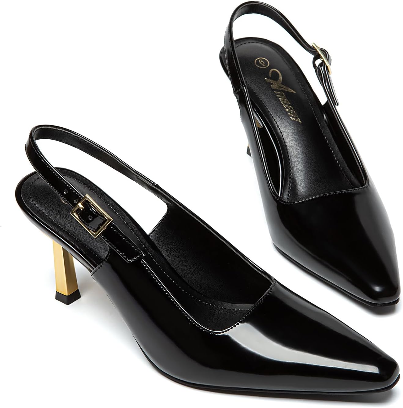 Athlefit Women's High Stiletto Slingback Heels Elegant Closed Square Toe Dress Pumps Shoes for Bridal Wedding Work Party - Image 5