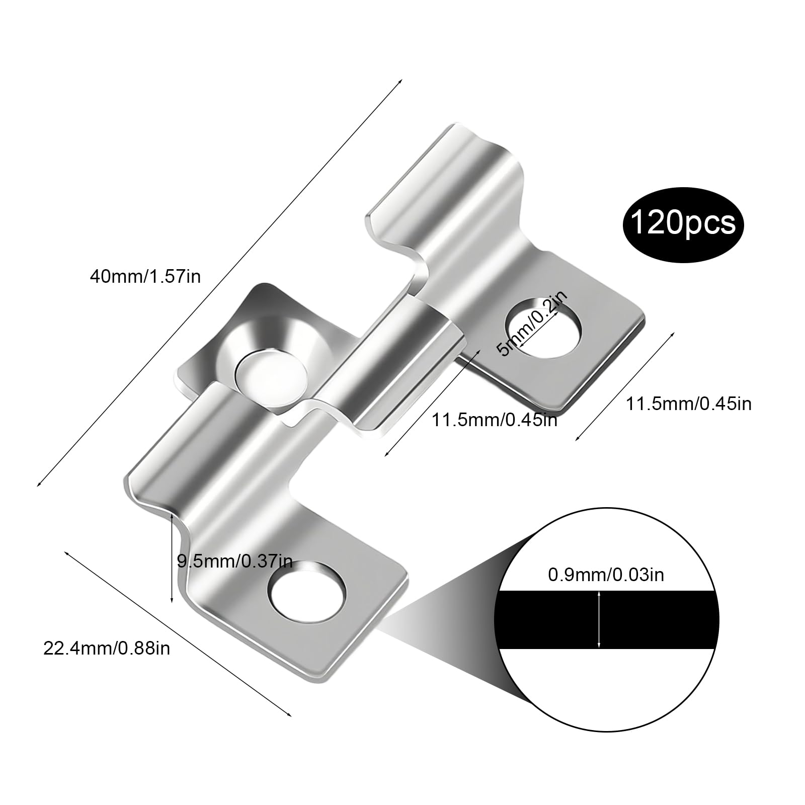 Clips de Fijación para Terraza, 120 Piezas Sujetadores Ocultos para Cubierta, Clips de Cubierta Compuestos Acero Inoxidable, Ancho Sujeción 7,5 mm, para Suelos de Madera Maciza y Laminados
