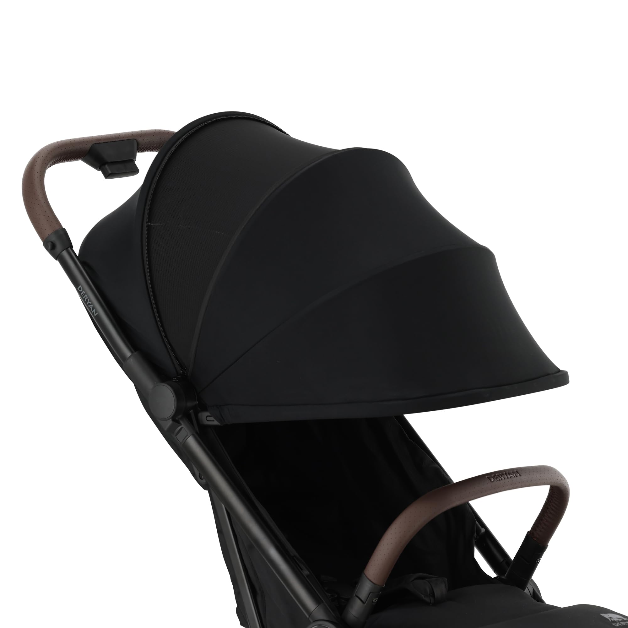 Deryan Air Travel Buggy - Pour enfants de la naissance jusqu'à 22 kg, 0 à 4 ans - Avec fonction couchage - Ultra légère 8 kg - Pliable d'une seule main Pour Avion - UPF 50+, Panier jusqu'à 5 kg - Noir