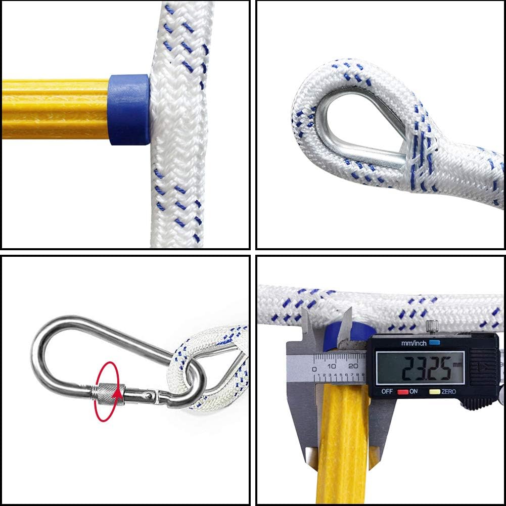 JaeMoose Emergency Fire Escape Rope Ladder Flame Resistant Safety Evacuation Ladder with 2 Hooks Fast to Deploy Sturdy and Strong Portable and Reusable 2 Story 16 FT (16 FT) - - 