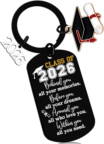 2026 Graduation Gift For Him Her Senior Class Of 2026 Keychian Graduation Charms College Gifts For Girls Boys Teen Boy Girls Grad Gift Senior High School College Keyring Necklace