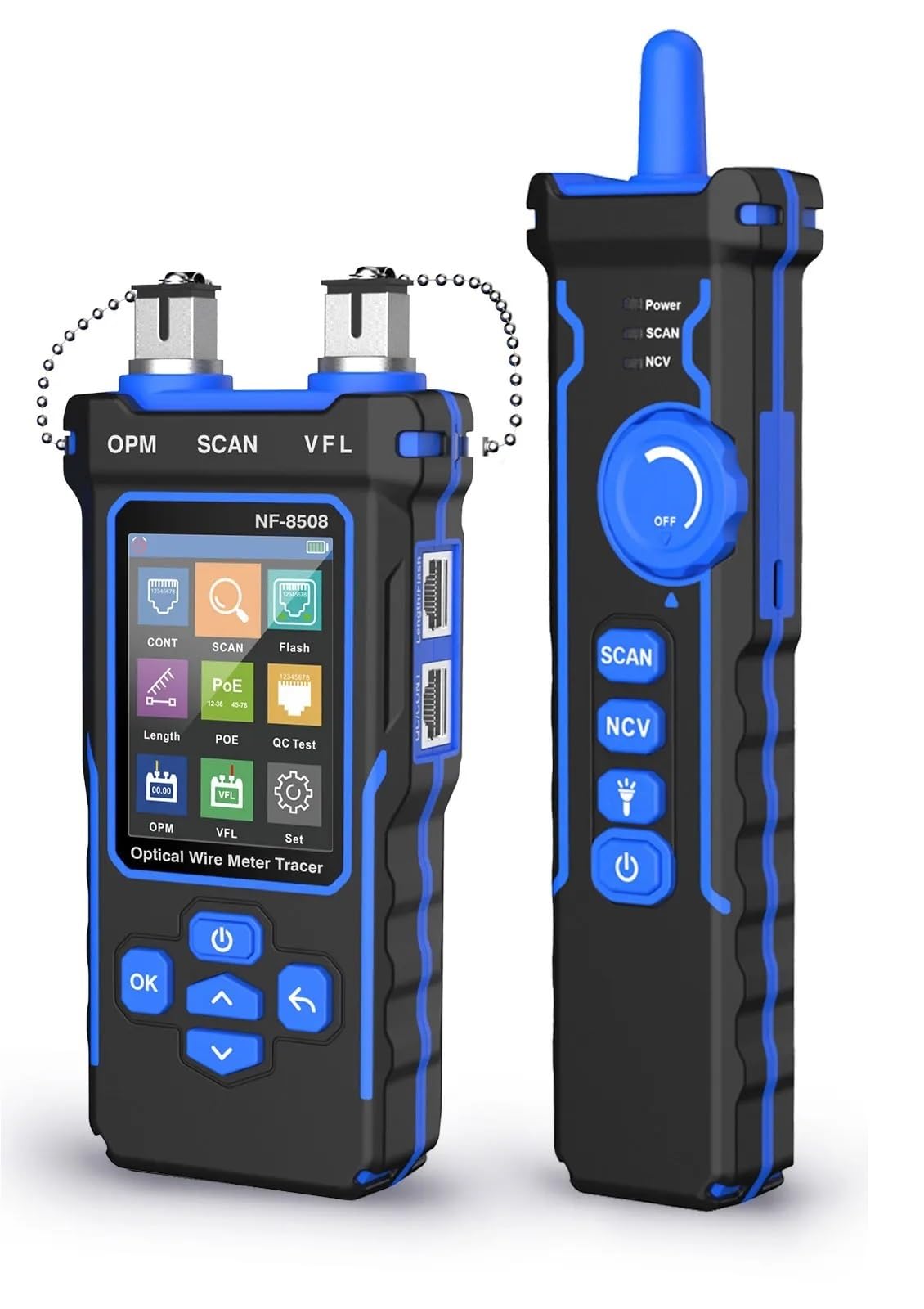 Tester per cavi di rete, NF-8508 Cable Tracker LAN Misuratore di potenza ottica Display LCD Misura lunghezza Wiremap Tester cavi rete