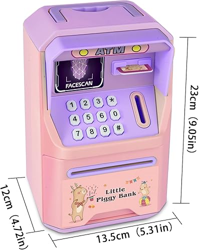 Miniatura 9 de Intelligent Voice Prompt - Alcancía para niños, segura, espaciosa y portátil con reconocimiento facial y bloqueo de contraseña, alcancía ideal para