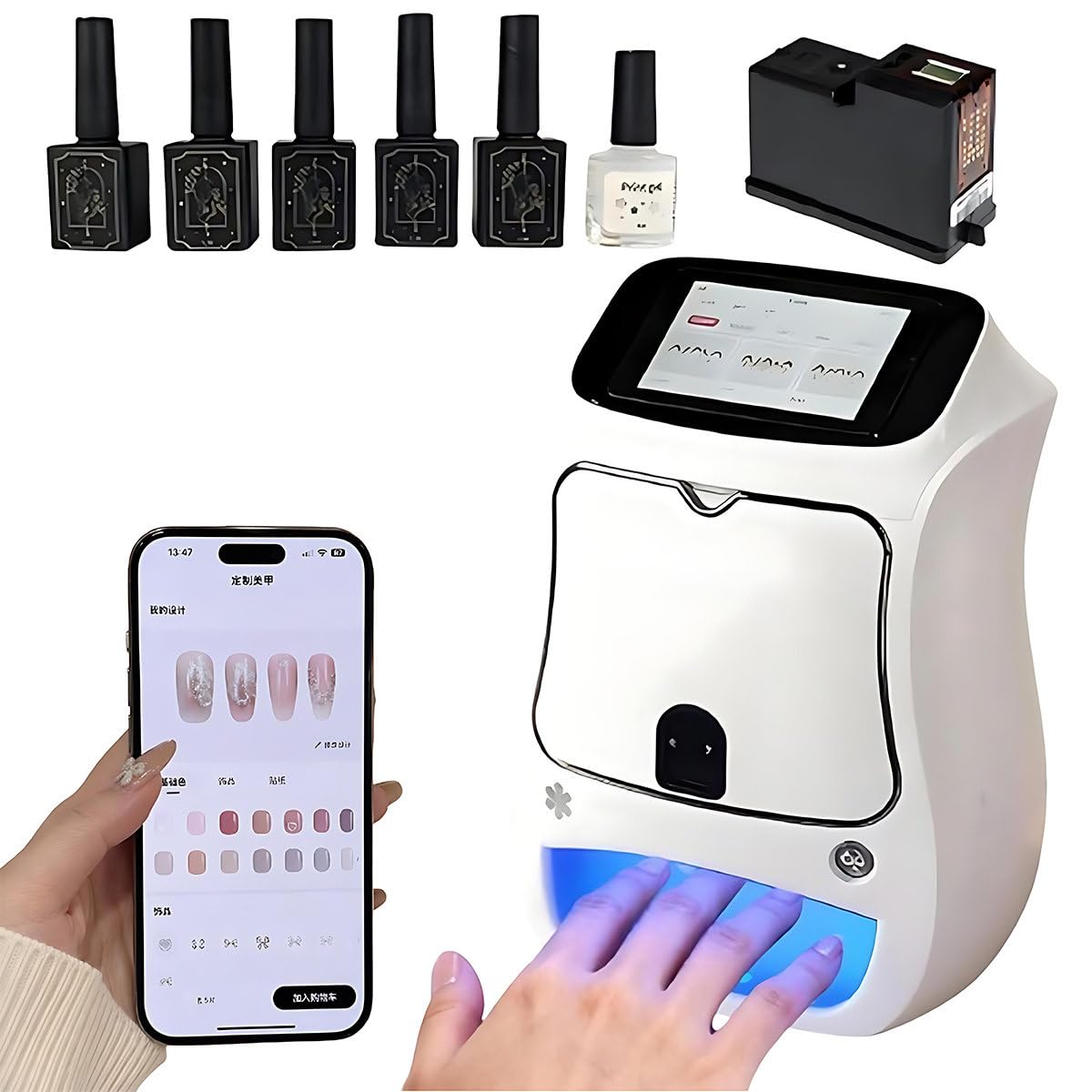 Automatyczna, Inteligentna Drukarka 3D Do Paznokci Cyfrowe Urządzenie Z Funkcją Druku Własnych Zdjęć, 5‑Calowy Ekran Dotykowy, Idealna Do Użytku Domowego Oraz Salonów Stylizacji Paznokci