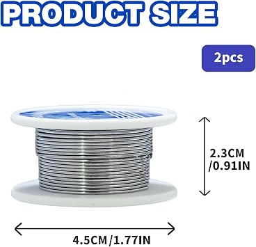 2 Pcs Solder Wire, Solder Wire with Flux, Soldering Wire, 0.8mm Tin Content 63% Solder Wire with Rosin Core for Electronic Electrical Soldering Components Repair and DIY. (40g)