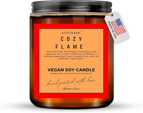 8oz Handmade Candle - Unique Scent of Fireside - Cozy Flame