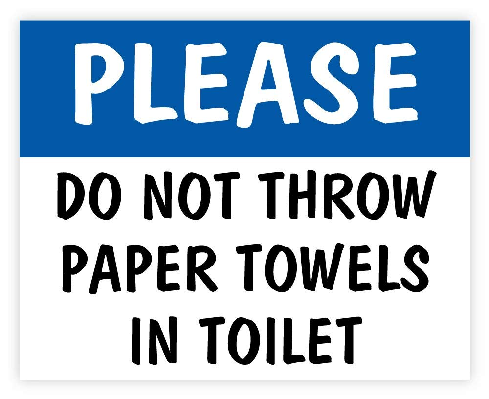 Buy Please Do not throw paper towels in toilet sign sticker decal 5" x